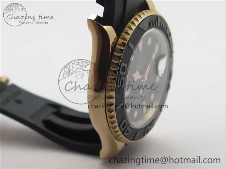 TravelReady Yacht-Master 116655 RG Bp Maker Best Edition Black Ceramic Bezel on Rubber Strap SA 3002