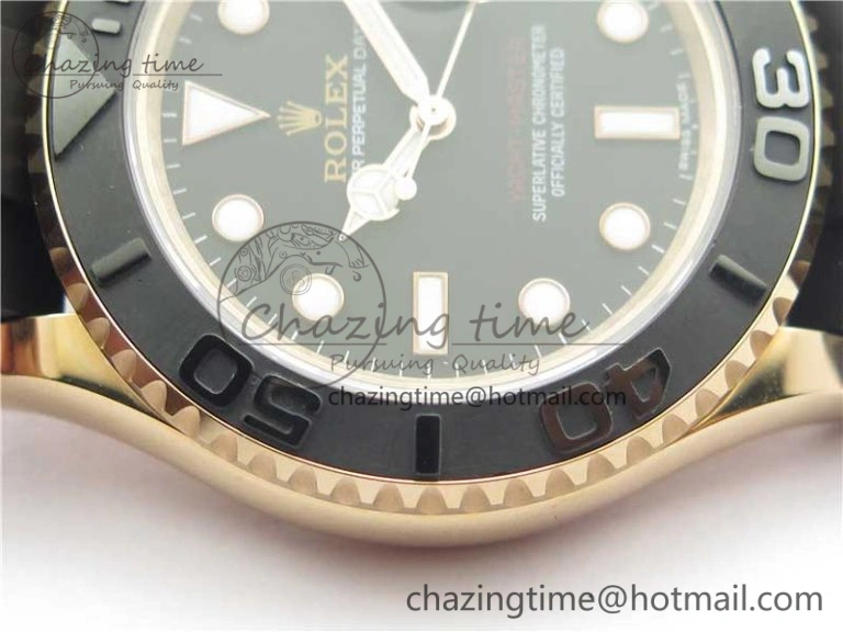 TravelReady Yacht-Master 116655 RG Bp Maker Best Edition Black Ceramic Bezel on Rubber Strap SA 3002