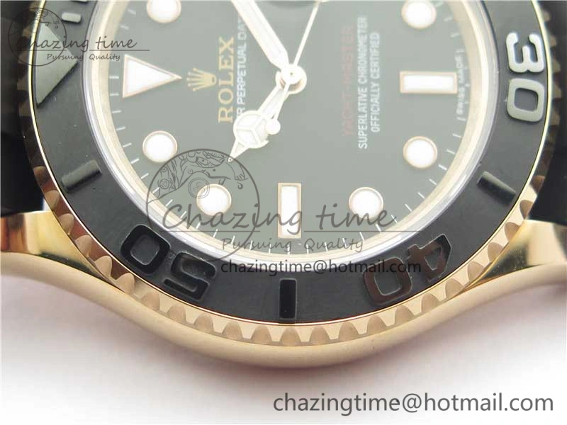 TravelReady Yacht-Master 116655 RG Bp Maker Best Edition Black Ceramic Bezel on Rubber Strap SA 3002
