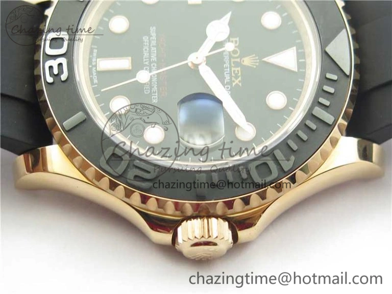 TravelReady Yacht-Master 116655 RG Bp Maker Best Edition Black Ceramic Bezel on Rubber Strap SA 3002