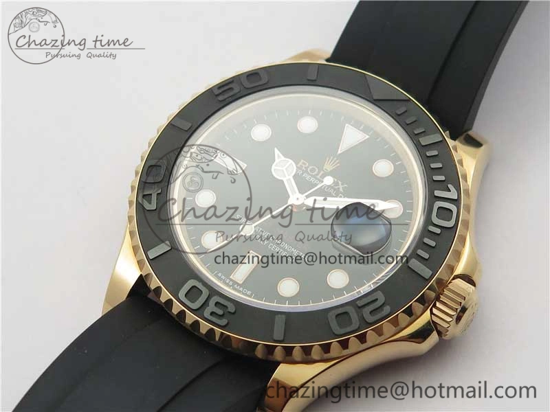 TravelReady Yacht-Master 116655 RG Bp Maker Best Edition Black Ceramic Bezel on Rubber Strap SA 3002