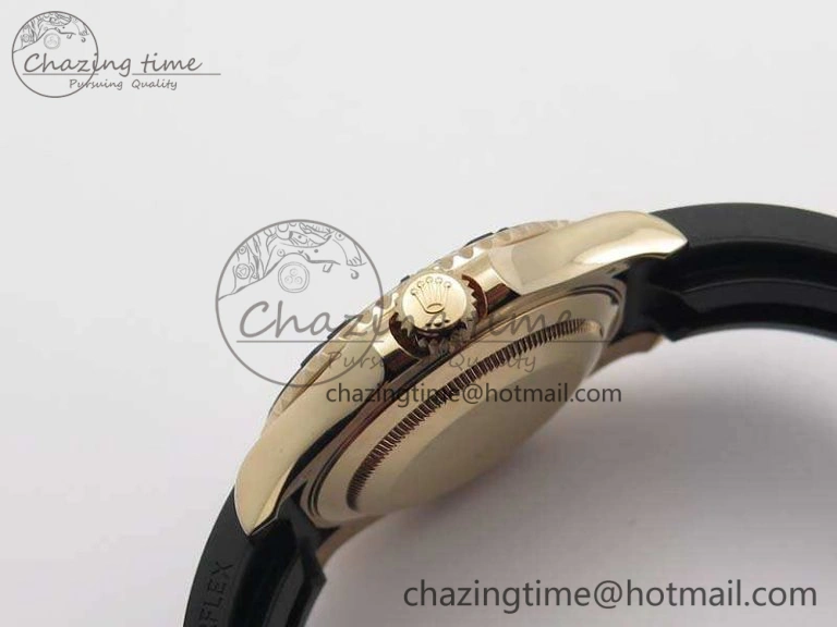 Classic Yacht-Master 116655 RG V9F 1:1 Best Edition Real Ceramic Bezel On Rubber Strap A 3549