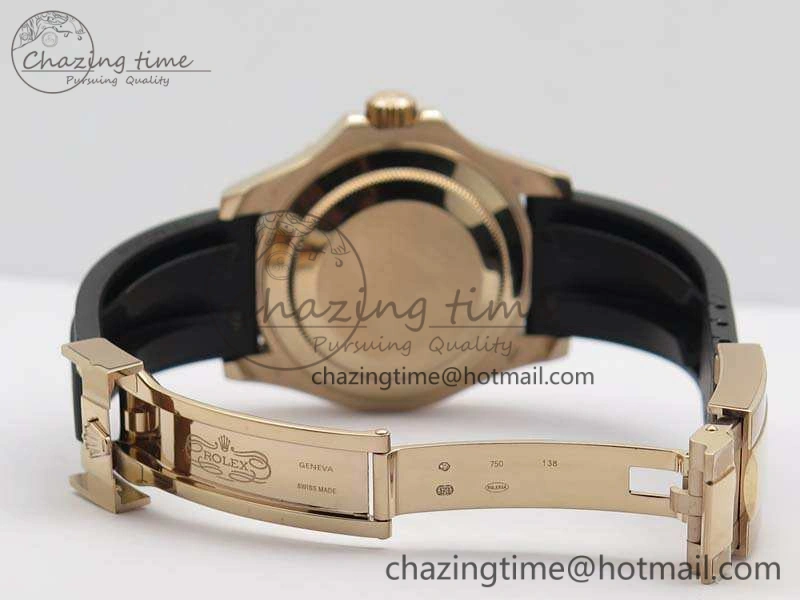 Classic Yacht-Master 116655 RG V9F 1:1 Best Edition Real Ceramic Bezel On Rubber Strap A 3549
