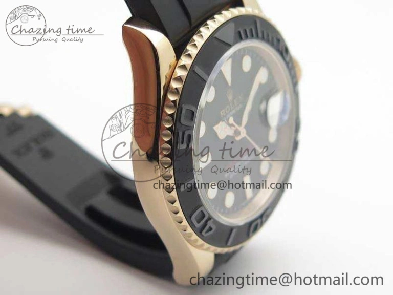 Classic Yacht-Master 116655 RG V9F 1:1 Best Edition Real Ceramic Bezel On Rubber Strap A 3549