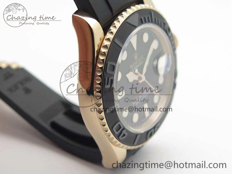 Classic Yacht-Master 116655 RG V9F 1:1 Best Edition Real Ceramic Bezel On Rubber Strap A 3549
