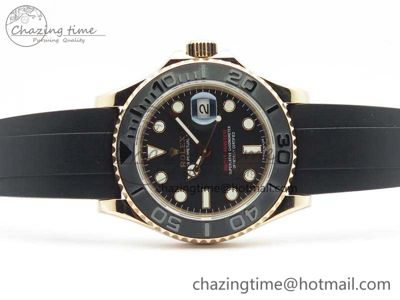 Classic Yacht-Master 116655 RG V9F 1:1 Best Edition Real Ceramic Bezel On Rubber Strap A 3549