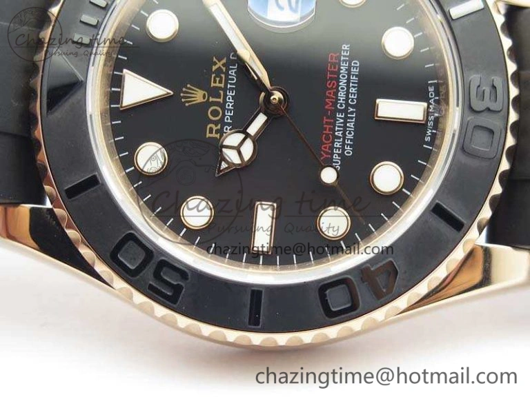 Classic Yacht-Master 116655 RG V9F 1:1 Best Edition Real Ceramic Bezel On Rubber Strap A 3549