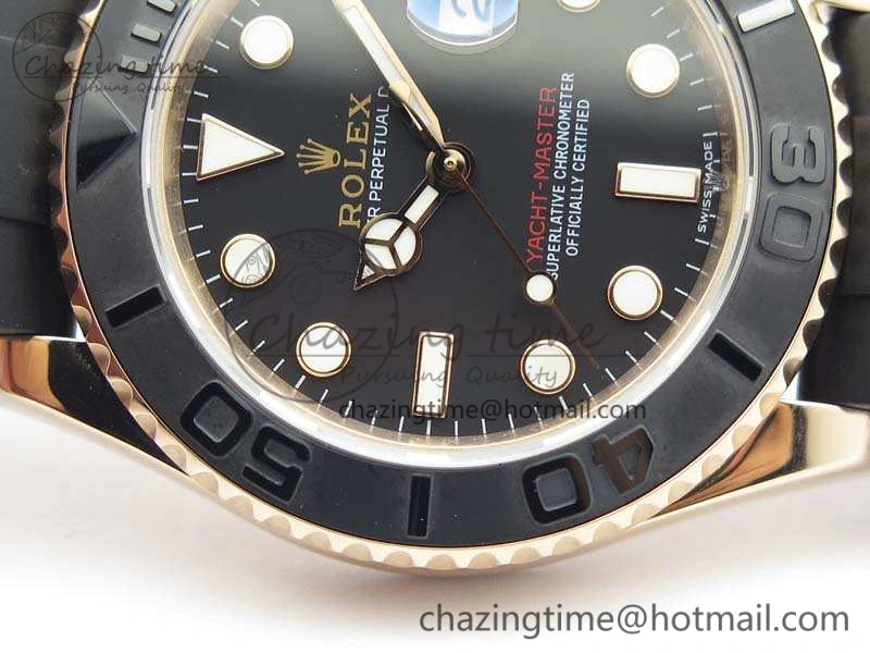 Classic Yacht-Master 116655 RG V9F 1:1 Best Edition Real Ceramic Bezel On Rubber Strap A 3549