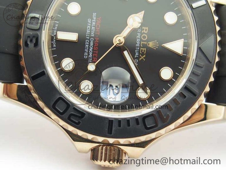 Classic Yacht-Master 116655 RG V9F 1:1 Best Edition Real Ceramic Bezel On Rubber Strap A 3549