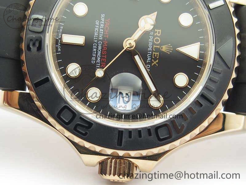 Classic Yacht-Master 116655 RG V9F 1:1 Best Edition Real Ceramic Bezel On Rubber Strap A 3549