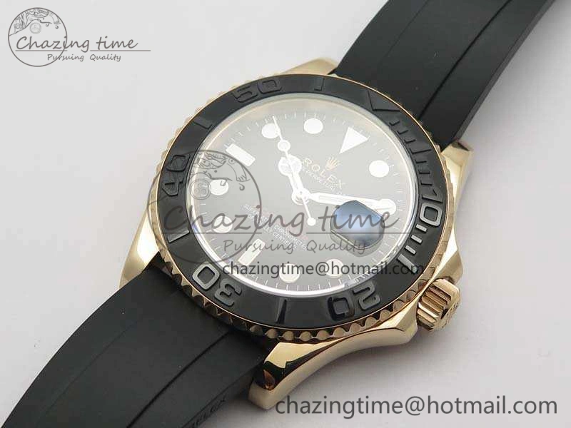 Classic Yacht-Master 116655 RG V9F 1:1 Best Edition Real Ceramic Bezel On Rubber Strap A 3549
