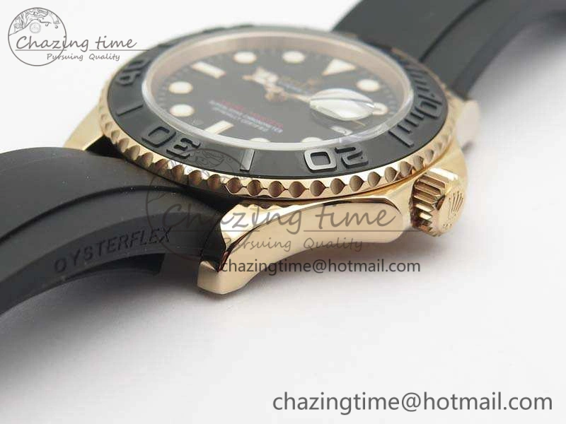 Classic Yacht-Master 116655 RG V9F 1:1 Best Edition Real Ceramic Bezel On Rubber Strap A 3549