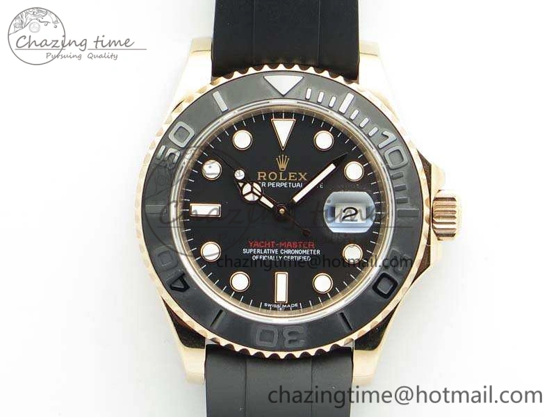 Classic Yacht-Master 116655 RG V9F 1:1 Best Edition Real Ceramic Bezel On Rubber Strap A 3549