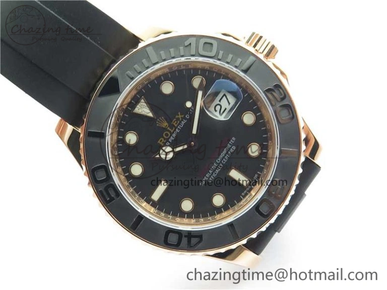 Yacht-Master 116655 RG Wrapped D1F 1:1 Best Edition Black Ceramic Bezel 904L Steel on Oysterflex Rubber Strap A Colorful 3060