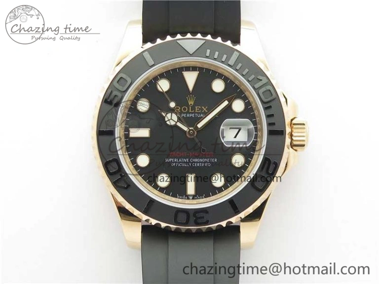 Yacht-Master 116655 UBF 1:1 Best Edition 3D Black Ceramic Bezel on Black Rubber Strap A2836(Free Extra Strap) Contemporary 3061