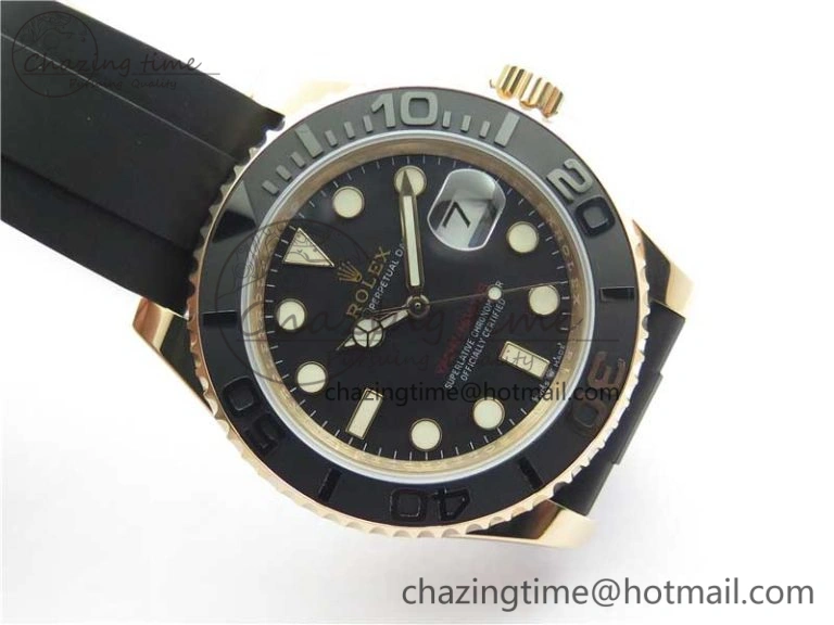 Yacht-Master 116655 UBF 1:1 Best Edition 3D Black Ceramic Bezel on Black Rubber Strap A2836(Free Extra Strap) Contemporary 3061