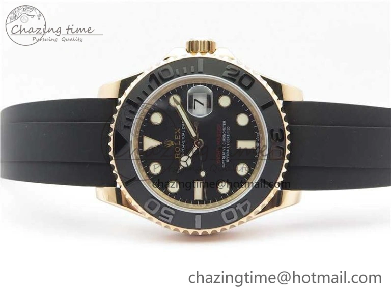 Yacht-Master 116655 UBF 1:1 Best Edition 3D Black Ceramic Bezel on Black Rubber Strap A2836(Free Extra Strap) Contemporary 3061