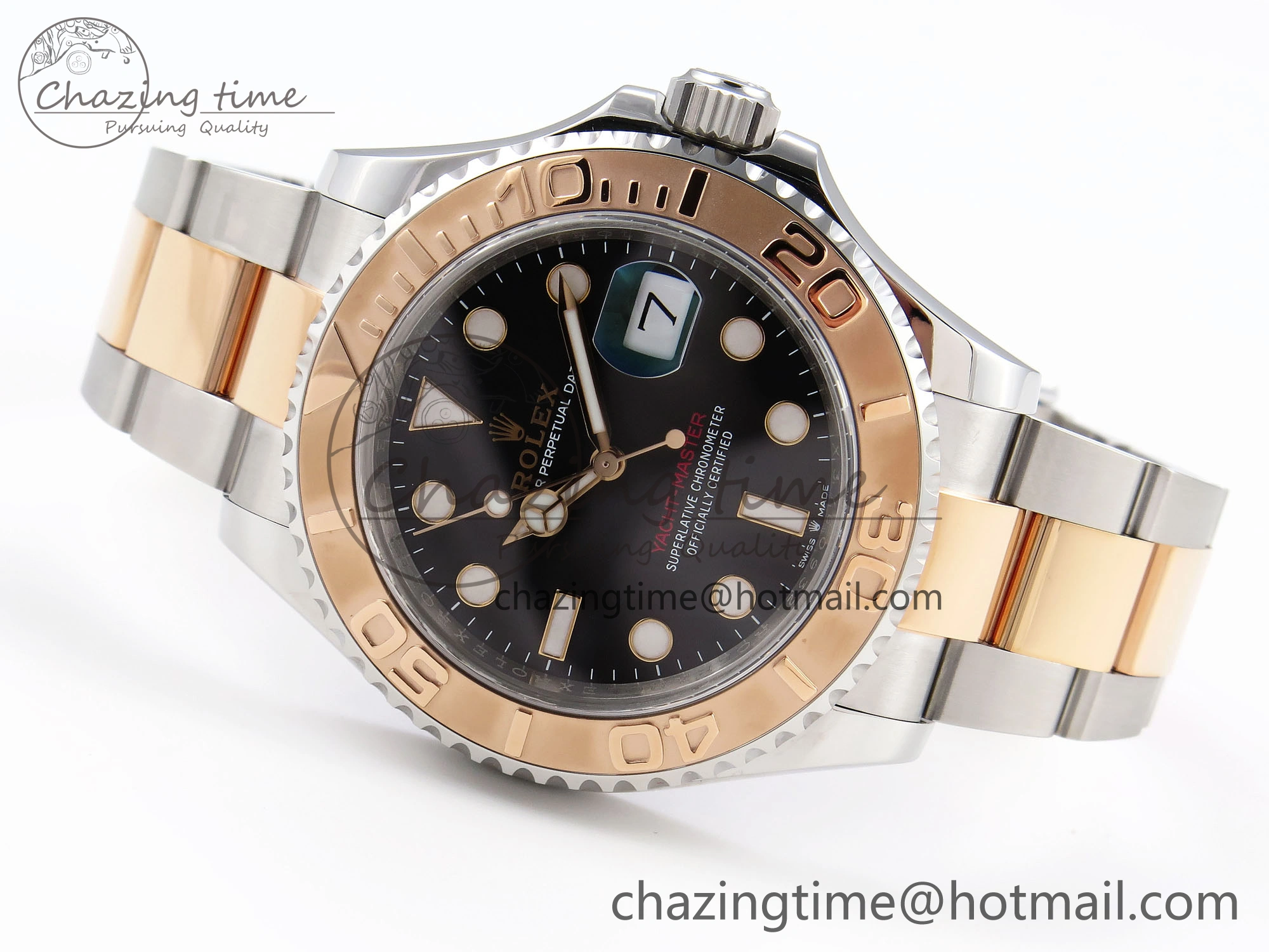 Unique Yacht-Master 126621 SS RG 904L Steel VSF 1:1 Best Edition Black Dial on SS RG Bracelet VS 1860
