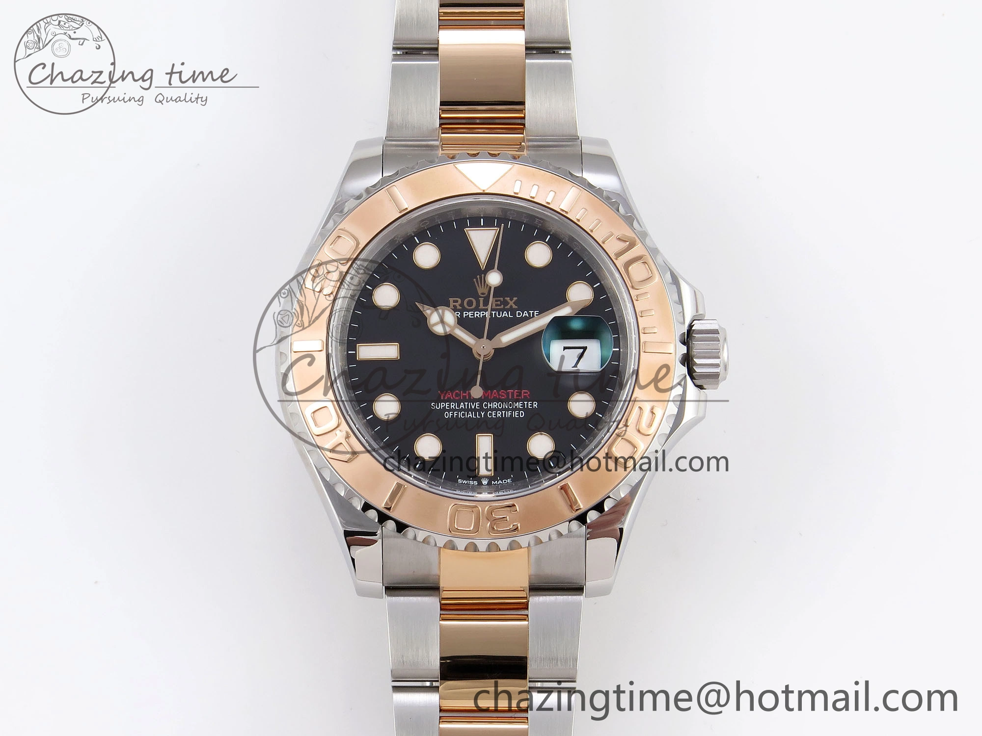 Unique Yacht-Master 126621 SS RG 904L Steel VSF 1:1 Best Edition Black Dial on SS RG Bracelet VS 1860