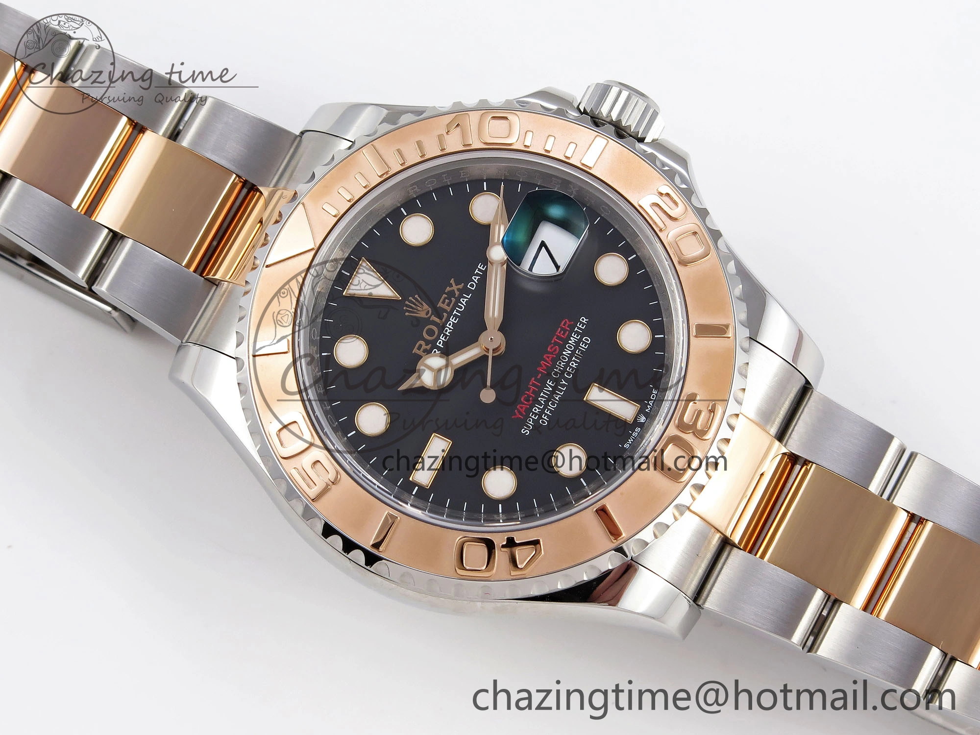 Unique Yacht-Master 126621 SS RG 904L Steel VSF 1:1 Best Edition Black Dial on SS RG Bracelet VS 1860