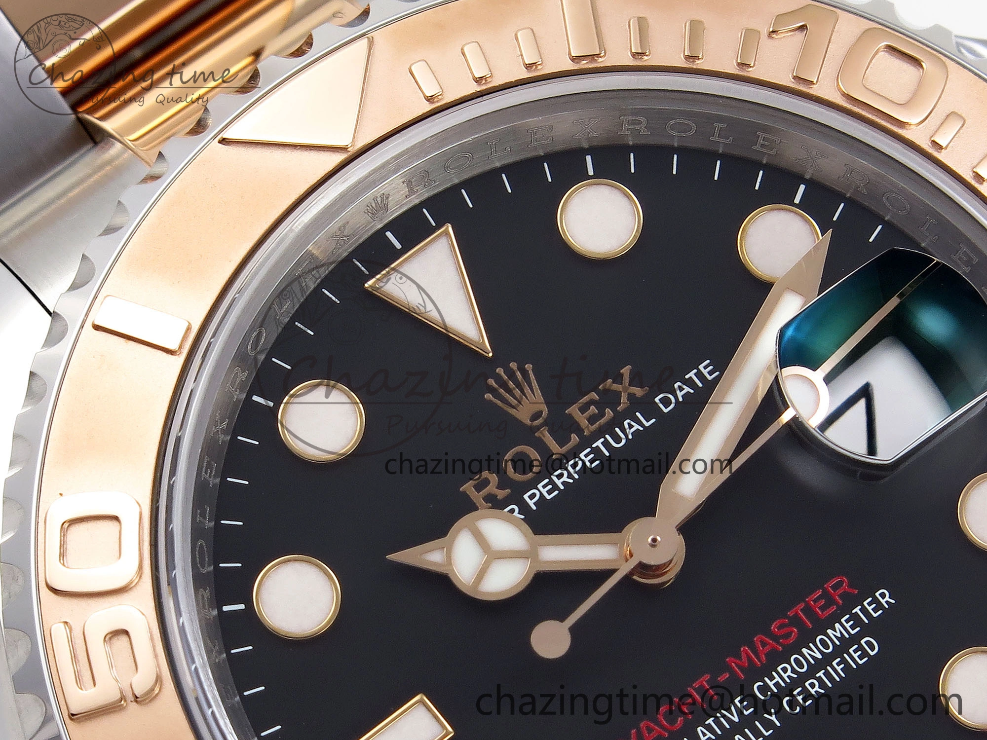 Unique Yacht-Master 126621 SS RG 904L Steel VSF 1:1 Best Edition Black Dial on SS RG Bracelet VS 1860