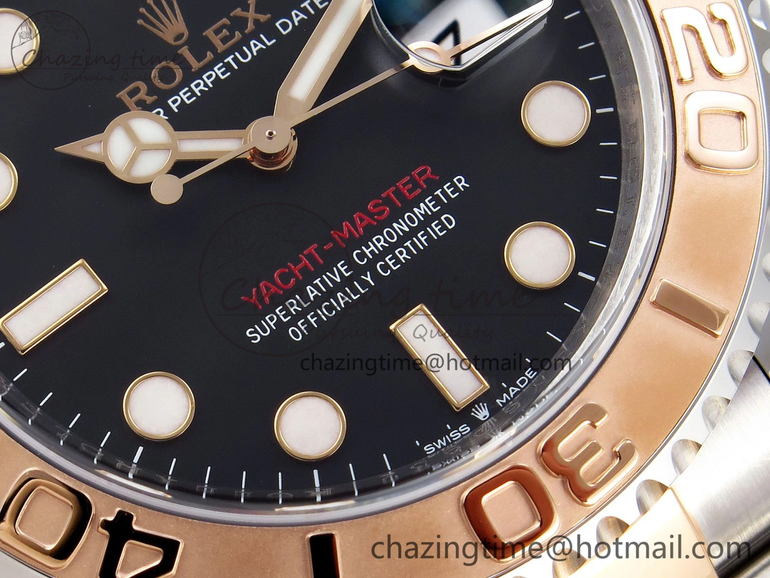 Unique Yacht-Master 126621 SS RG 904L Steel VSF 1:1 Best Edition Black Dial on SS RG Bracelet VS 1860