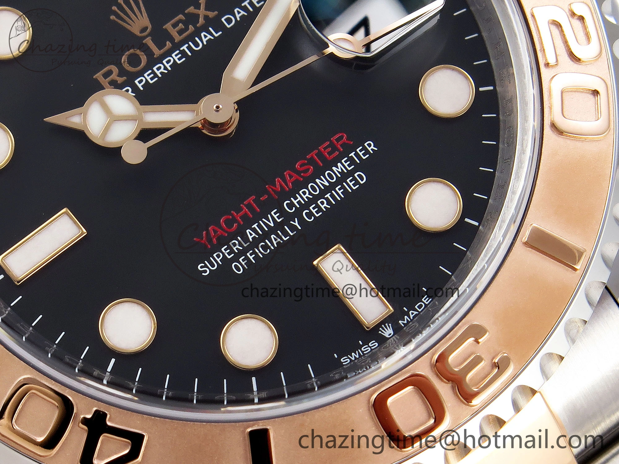 Unique Yacht-Master 126621 SS RG 904L Steel VSF 1:1 Best Edition Black Dial on SS RG Bracelet VS 1860