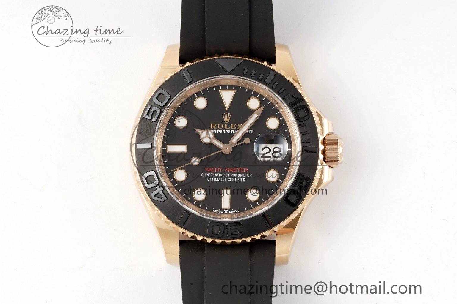 WellDesigned Yacht-Master 126655 C+F 1:1 Best Edition Black Ceramic Bezel on Oysterflex Rubber Strap VR 1955