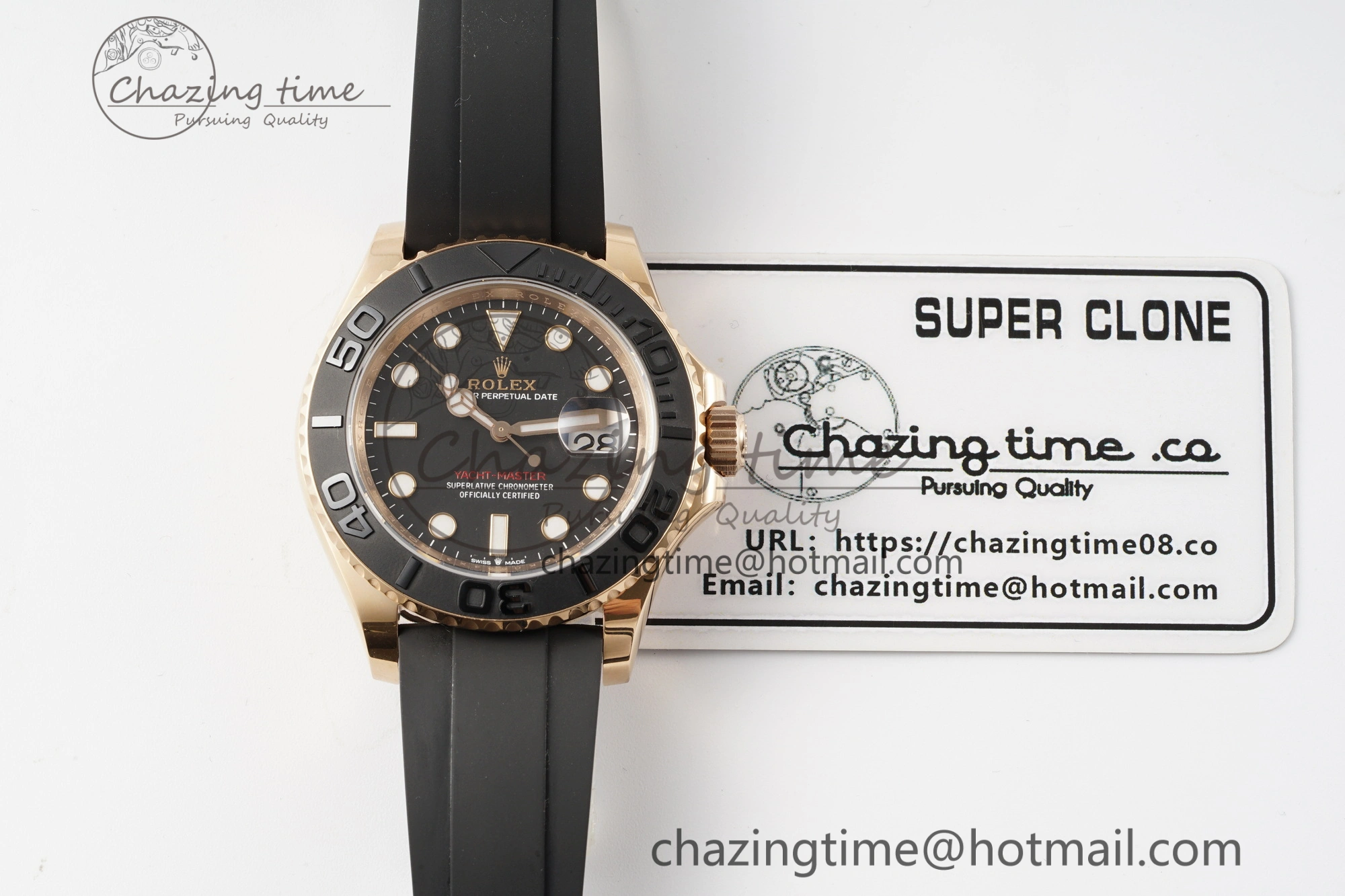 WellDesigned Yacht-Master 126655 C+F 1:1 Best Edition Black Ceramic Bezel on Oysterflex Rubber Strap VR 1955