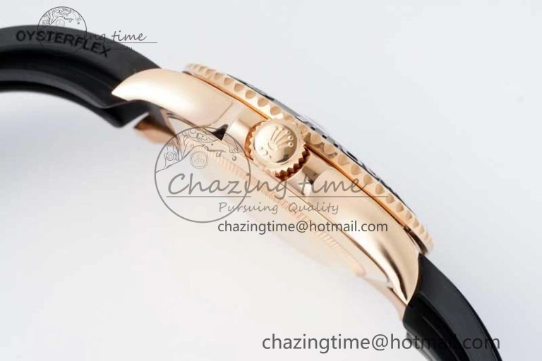 Functional Yacht-Master 126655 Clean 1:1 Best Edition Black Ceramic Bezel on Oysterflex Strap VR 2124