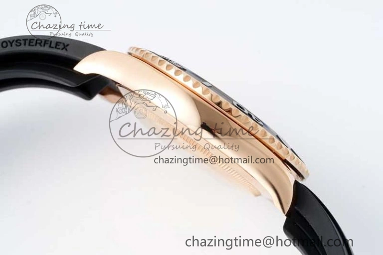 Functional Yacht-Master 126655 Clean 1:1 Best Edition Black Ceramic Bezel on Oysterflex Strap VR 2124