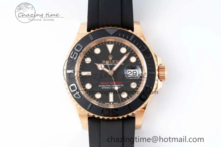 Functional Yacht-Master 126655 Clean 1:1 Best Edition Black Ceramic Bezel on Oysterflex Strap VR 2124