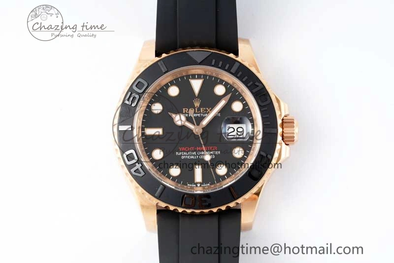 Functional Yacht-Master 126655 Clean 1:1 Best Edition Black Ceramic Bezel on Oysterflex Strap VR 2124