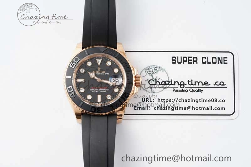 Functional Yacht-Master 126655 Clean 1:1 Best Edition Black Ceramic Bezel on Oysterflex Strap VR 2124