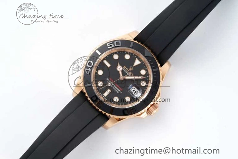 Functional Yacht-Master 126655 Clean 1:1 Best Edition Black Ceramic Bezel on Oysterflex Strap VR 2124