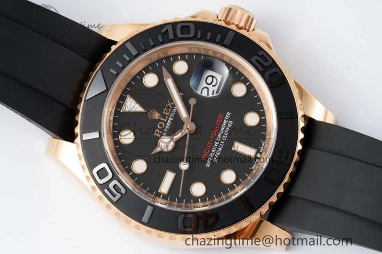 Functional Yacht-Master 126655 Clean 1:1 Best Edition Black Ceramic Bezel on Oysterflex Strap VR 2124