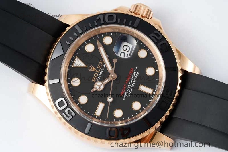 Functional Yacht-Master 126655 Clean 1:1 Best Edition Black Ceramic Bezel on Oysterflex Strap VR 2124