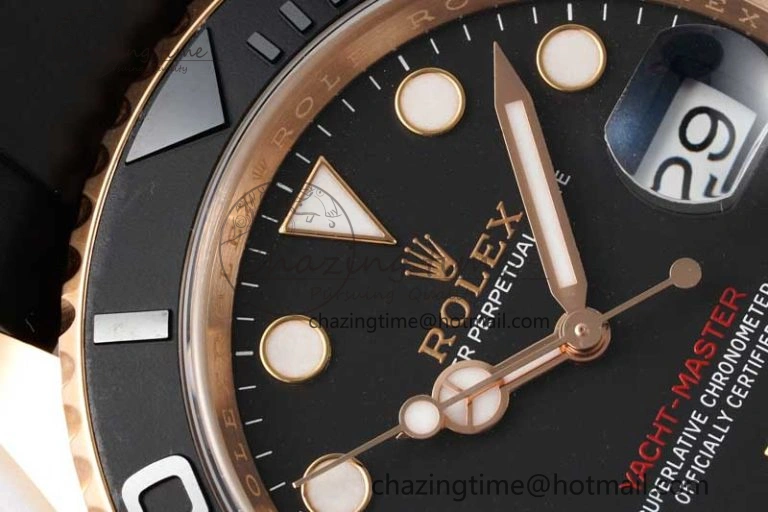 Functional Yacht-Master 126655 Clean 1:1 Best Edition Black Ceramic Bezel on Oysterflex Strap VR 2124