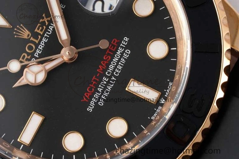 Functional Yacht-Master 126655 Clean 1:1 Best Edition Black Ceramic Bezel on Oysterflex Strap VR 2124