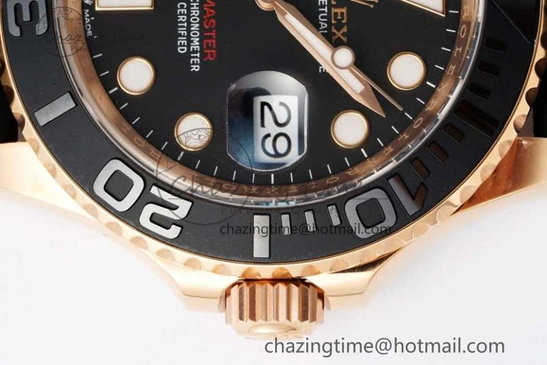 Functional Yacht-Master 126655 Clean 1:1 Best Edition Black Ceramic Bezel on Oysterflex Strap VR 2124