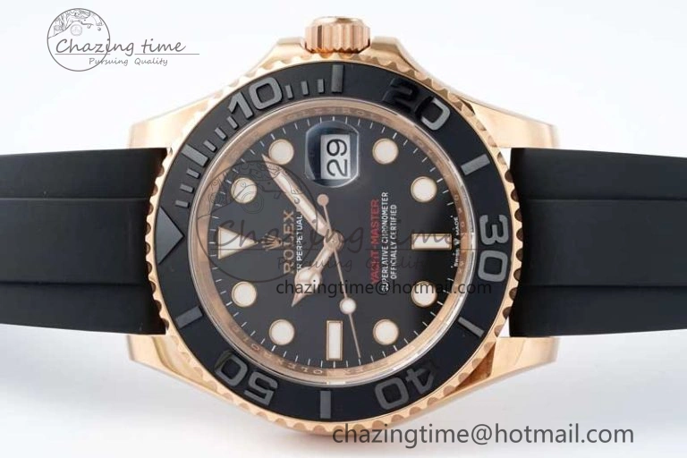 Functional Yacht-Master 126655 Clean 1:1 Best Edition Black Ceramic Bezel on Oysterflex Strap VR 2124