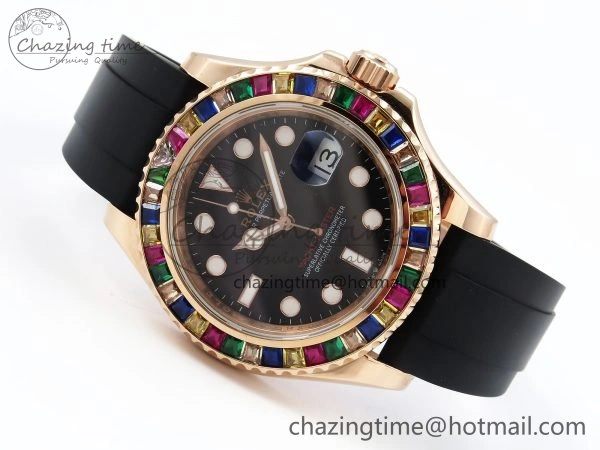 Yacht-Master 126655 KF 1:1 Best Edition Rainbow Bezel RG Wrapped on Oysterflex Strap VR3235 (Gen Weight) Unique 1586