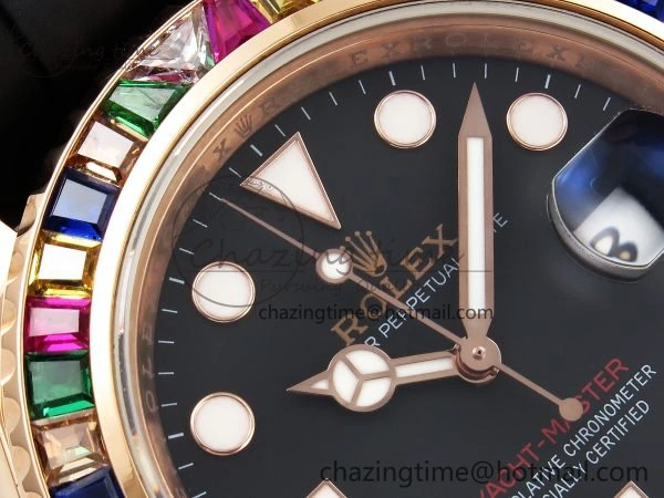 Yacht-Master 126655 KF 1:1 Best Edition Rainbow Bezel RG Wrapped on Oysterflex Strap VR3235 (Gen Weight) Unique 1586