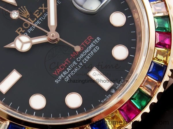 Yacht-Master 126655 KF 1:1 Best Edition Rainbow Bezel RG Wrapped on Oysterflex Strap VR3235 (Gen Weight) Unique 1586