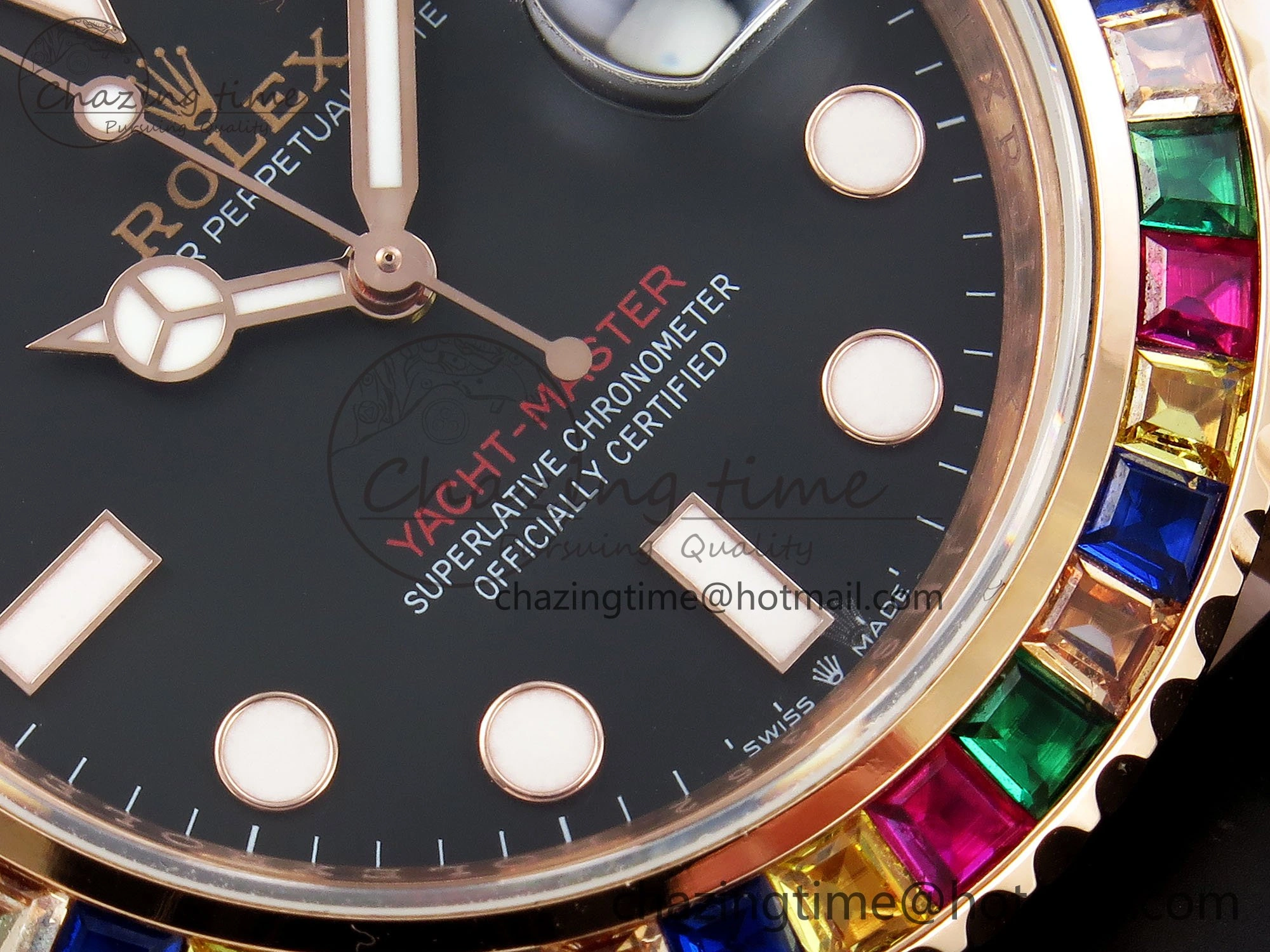 Yacht-Master 126655 KF 1:1 Best Edition Rainbow Bezel RG Wrapped on Oysterflex Strap VR3235 (Gen Weight) Unique 1586