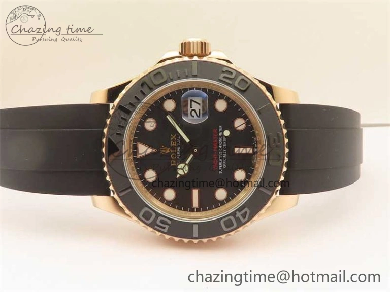Yacht-Master 126655 RG 3EF 1:1 Best Edition Black Ceramic Bezel on Black Rubber Strap VS MultiPurpose 2488