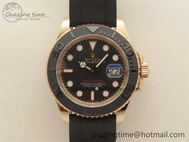 Yacht-Master 126655 RG 3EF 1:1 Best Edition Black Ceramic Bezel on Black Rubber Strap VS MultiPurpose 2488