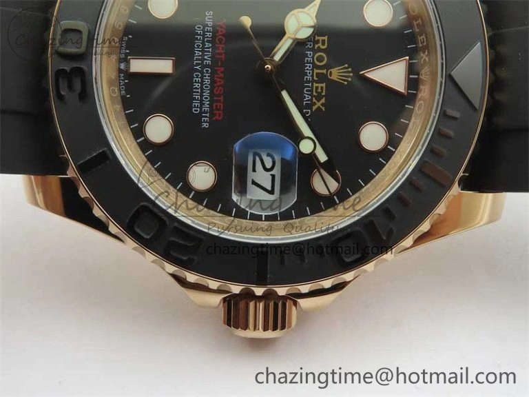Yacht-Master 126655 RG 3EF 1:1 Best Edition Black Ceramic Bezel on Black Rubber Strap VS MultiPurpose 2488