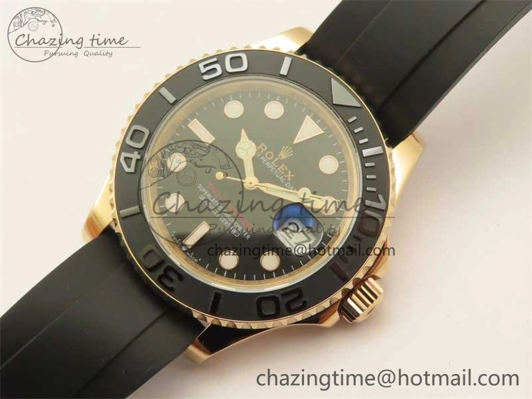 Yacht-Master 126655 RG 3EF 1:1 Best Edition Black Ceramic Bezel on Black Rubber Strap VS MultiPurpose 2488