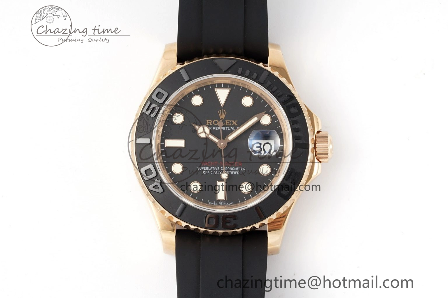 NewStyle Yacht-Master 126655 RG APSF Best Edition Black Dial on Black Rubber Strap A 1949
